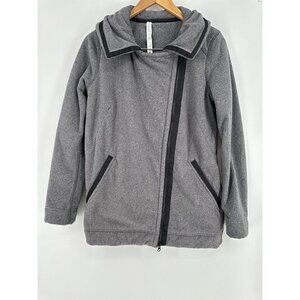 Lululemon Fleece Moto Jacket  Ambient Grey Black Womens 6 EUC